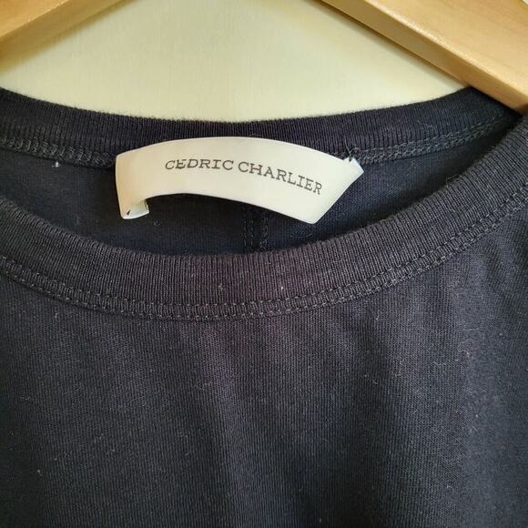 Cedric Charlier Elongated Hem Tee - Black - Picture 11 of 11